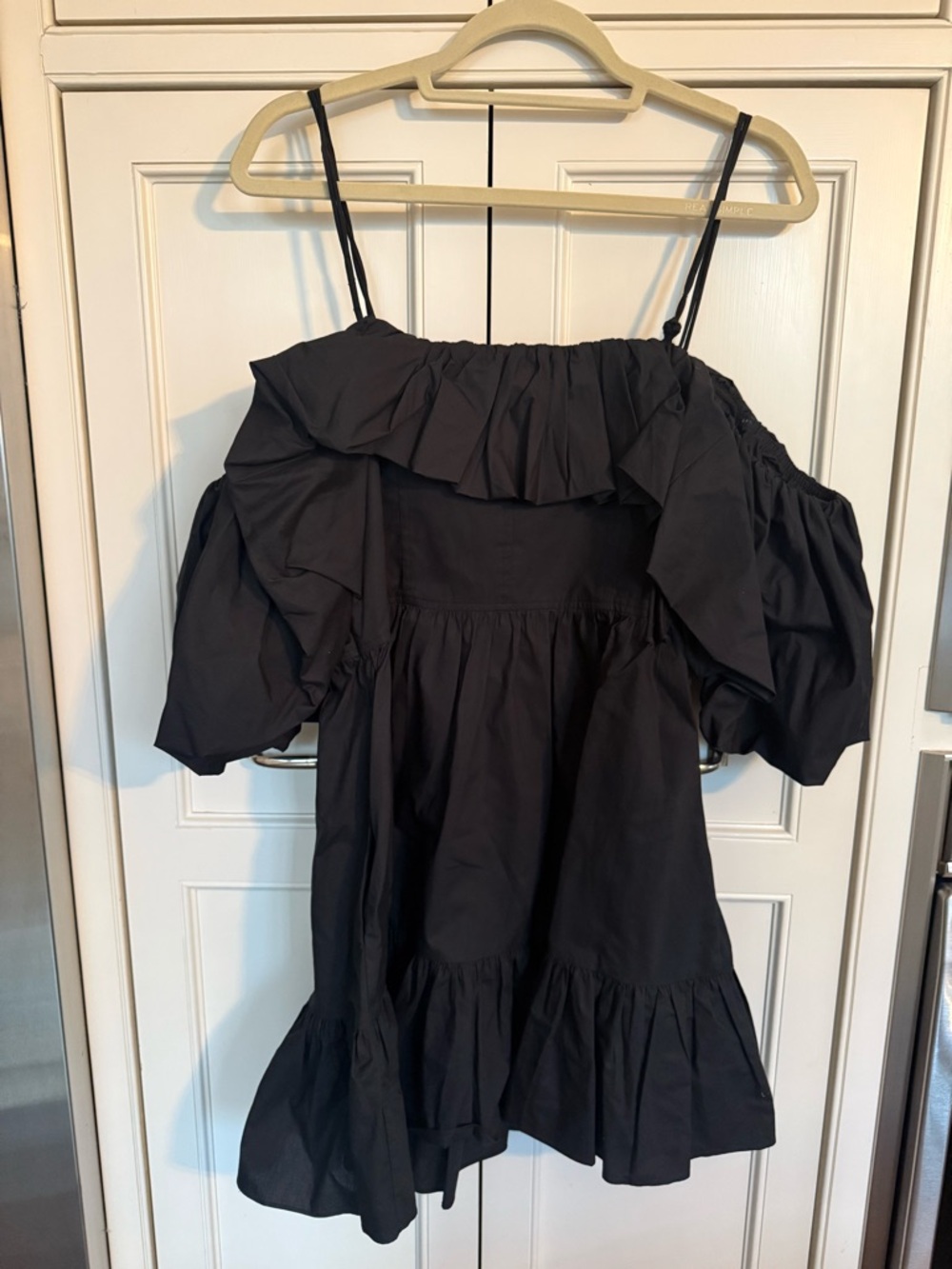 Ulla Johnson Lila Off-the-Shoulder Cotton Poplin Mini Dress in Black - Picture 6 of 6